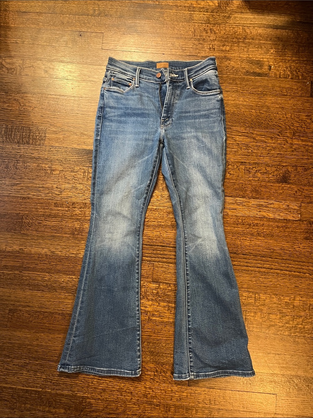 MOTHER Blue Bootcut Jeans with Subtle Fade